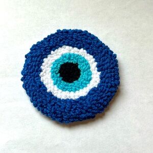 Mug rug punch needle car coaster evil eye